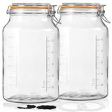 Set de 2 grands récipients hermétiques en verre avec couvercle à clip, capacité 4000 ml