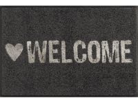 Icecat Wash+Dry Warmly Welcome Tapis d'entrée Rectangulaire Noir, Blanc 50 x 75 cm