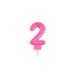 Homéa Birthday Candle Glitter Number 2 H 7.5 cm Pink