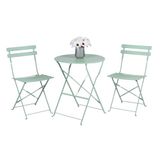 Arti Casa Bistroset 3-delig Groen - Inklapbare Tuinset van Metaal - Ronde Tuintafel met 2 Stoelen - Balkonset Buiten Gebruik