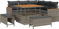vidaXL Banc de jardin 8 pièces 5 places gris polywood