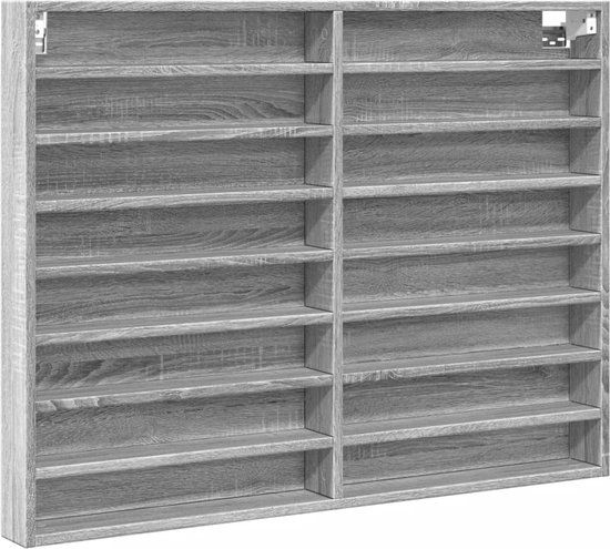vidaXL Vitrinekast - 100x8,5x75 cm - Bewerkt Hout - Grijs Sonoma Eikenkleur