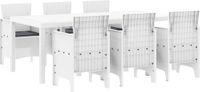 vidaXL Tuin Eettafel Set 7-delig Wit Polypropyleen