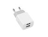 MUTTO Universele wandlader, 5 V, 2 A/10 W, met 2 USB-poorten, compatibel met alle soorten gadgets en smartphones, wit