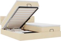 vidaXL Lit coffre avec matelas et LED 180x200cm Tissu Crème