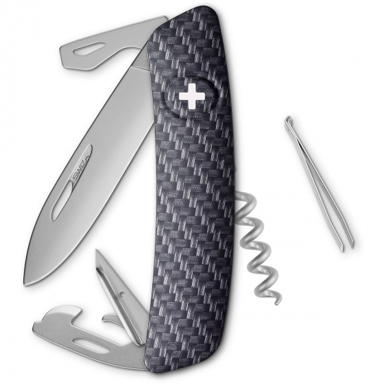 Swiza 690325 Zwitsers D03 carbon look mes, zilver, 17cm