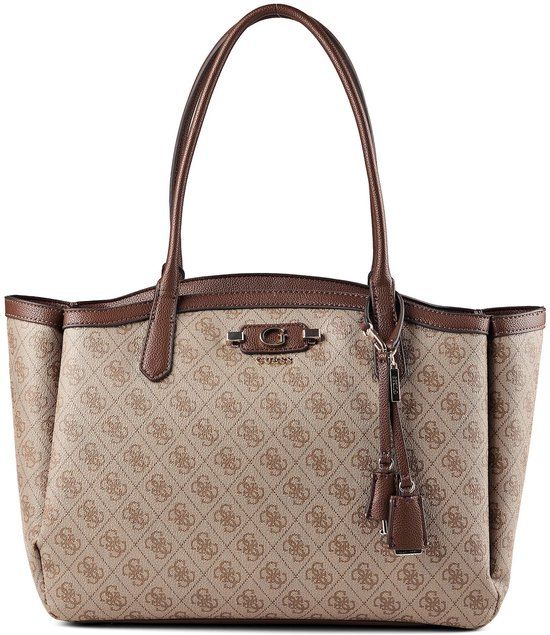 GUESS Lindsey Tote Latte Logo Schoudertas Vrouwen Lichtbruin