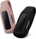 kwmobile 2x Clip Holders for Fitbit Inspire 3 / Inspire 2 / Ace 3 Clip On - Fitness Tracker Case Holder Replacement Set - TPU Silicone Tracker Holder for Sport - Black / Dark Rose