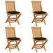 VidaXL Chaise de jardin Assise capitonnée Teck Noir 4 pièces