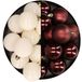 Merkloos / Sans marque Kunststof kerstballen van dia 6 cm - 24x stuks - wol wit -en - mahonie bruin - kerstversiering