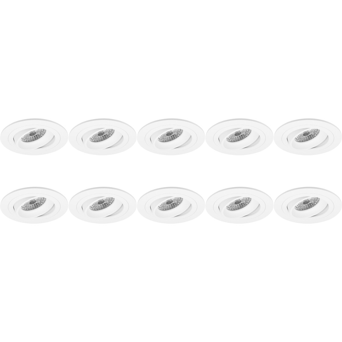 BES LED Spot Armatuur 10 Pack - Pragmi Alpin Pro - GU10 Fitting - Inbouw Rond - Mat Wit - Aluminium - Kantelbaar - Ã˜92mm