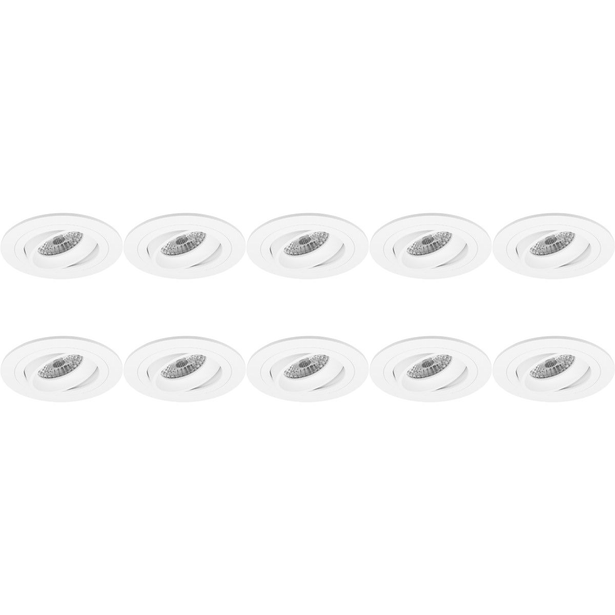 BES LED Spot Armatuur 10 Pack - Pragmi Alpin Pro - GU10 - Inbouw Rond - Wit - Aluminium - Kantelbaar - Ø92mm