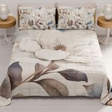 PETTI Artigiani Italiani Sprei voor Frans bed, 220 x 260 cm, 100 g/m², omkeerbaar, licht dekbed, bloemenpatroon 16, 100% Made in Italy