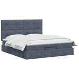 vidaXL Ottoman bed met matras Donkergrijs 160 x 200 cm Fluweel