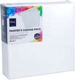 Koopman Schildersdoeken Set 20x20cm Canvasdoeken voor Kinderen, Meerkleurig, Kunststof