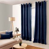 HomeMaison Gordijn met 8 zeilringen, 135 x 240 cm, Katoen, Marineblauw
