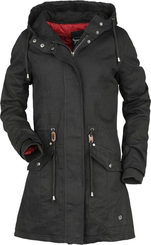 R.E.D. by EMP Zwarte winterjas met klepzakken - Dames - S