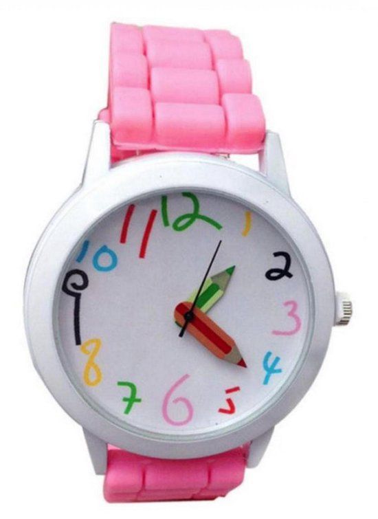 Hidzo Horloge Potlood - Ø 38 mm - Roze - Siliconen - Unisex
