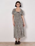 Apricot Animal Print Milkmaid Midi Dress
