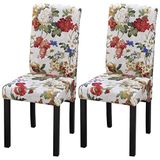 vidaXL 2x Houten Eetkamerstoel Bloemenpatroon
