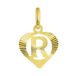 Lucardi Dames alfabet hanger hart - Letter R - 9 Karaat Geelgoud