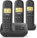 Gigaset Draadloze telefoon Basic 100A TRIO, met antwoordapparaat, luidsprekerfunctie, 50 contacten, zwart