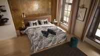 Pure dekbedovertrek luipaardprint met strik - Lits jumeaux 240x200/220 cm - Ecru - Microvezel
