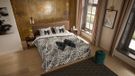 Pure dekbedovertrek luipaardprint met strik - Lits jumeaux 240x200/220 cm - Ecru - Microvezel