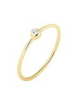 Elli Premium ring voor dames, solitair met zirkoniakristal in 375 geelgoud, 58 EU, Facetgeslepen, Zirkonia