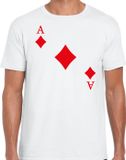Bellatio Decorations casino thema verkleed t-shirt heren - ruiten aas - wit - poker t-shirt XXL
