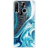 P30 Lite Marbre Bleu Pailleté Bedrukt siliconen hoesje