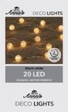 Anna's Collection LED Lichtslinger/lichtsnoer - 20 led bolletjes - 200 cm - warm wit - batterij