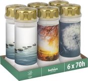 Bolsius Herdenkingslicht - Wit met patroon - 6 stuks - 70 Branduren