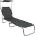 Mojawo Chaise de jardin à trois pieds, adapté au camping, noir, 186x55x24 cm, avec auvent