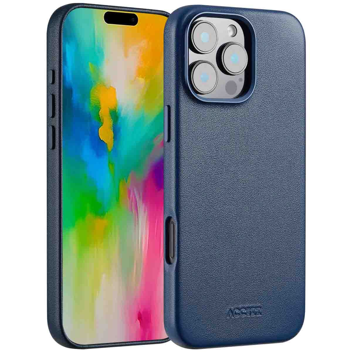Accezz MagSafe Leather Backcover Apple iPhone 16 Pro Max - Nightfall Blue