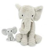 Les duéglingos Les Ptipotos - Pluche Knuffel Dimoitou Grijze Olifant Moeder En Haar Baby
