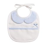 FILET - Babyslabbetje van zachte spons met witte en blauwe kraag, tas van Aida-stof, ter bescherming tegen gelei, regeneratie en ondersteuning, 100% gemaakt in Italië, hemelsblauw