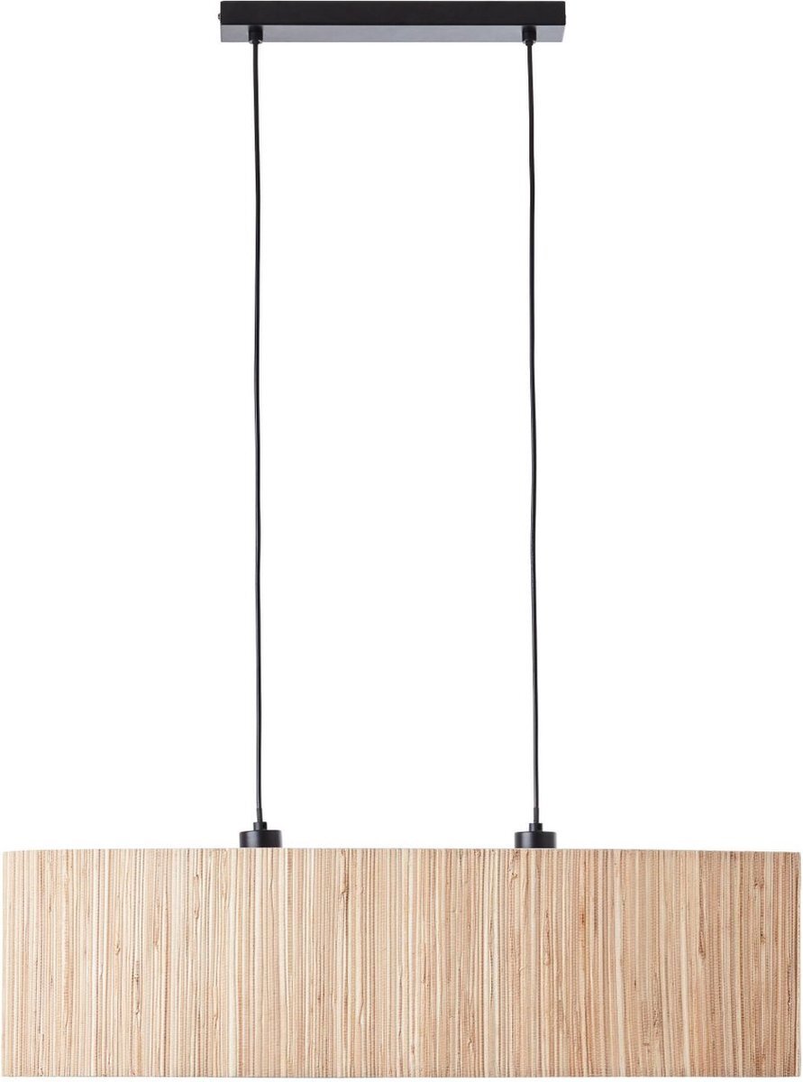 Brilliant lamp, Wimea hanglamp 2-vlams zwart/naturel, 2x A60, E27, 52W, kabel is in te korten/in hoogte verstelbaar