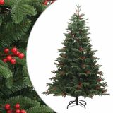vidaXL Kunstkerstboom met scharnieren, dennenappels en bessen, 210 cm