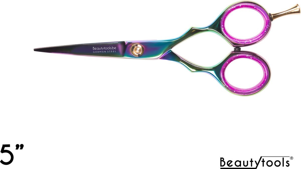 Beautytools.be BeautyTools PRO LINE Kappersschaar / Knipschaar Rechtshandig - Rainbow ShortCut (5 Inch) - (RS-1437)