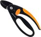 Merkloos Multifunctionele schaar, lengte 20 cm, roestvrij stalen lemmet, met glasvezel versterkte kunststof handgrepen, zwart/oranje, Elegance, P45, 1001533, aambeeld, zwart/grijs