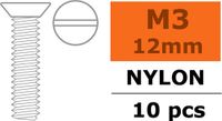 Revtec - Vis à tête plate - M3X12 - Nylon - 5 pcs