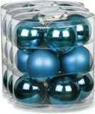Inge-glas Inge's Christmas Decor Gmbh 36x stuks glazen kerstballen diep blauw 8 cm glans en mat