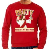 Bellatio Decorations Foute Kersttrui - Party Jezus - rood - voor heren - kerstkleding - kerst outfit S