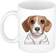 Bellatio Decorations Cadeau mok voor honden liefhebbers - Beagle - Cartoon tekening - keramiek - 300 ml