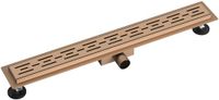 BES LED Douchegoot met Rooster - Leoni Trun - 90cm - Vloerflens - RVS - Geborsteld Koper