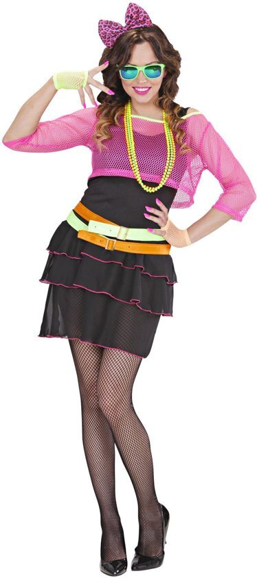 Widmann Jaren 80 & 90 Kostuum Roze 80s Groupie Meisje Vrouw Medium Carnaval kostuum Verkleedkleding