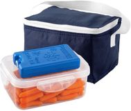 Bellatio Design Lunchtas / koeltas set - 3-delig - navy - 21 x 15 x 12 cm - kantoor / school lunch