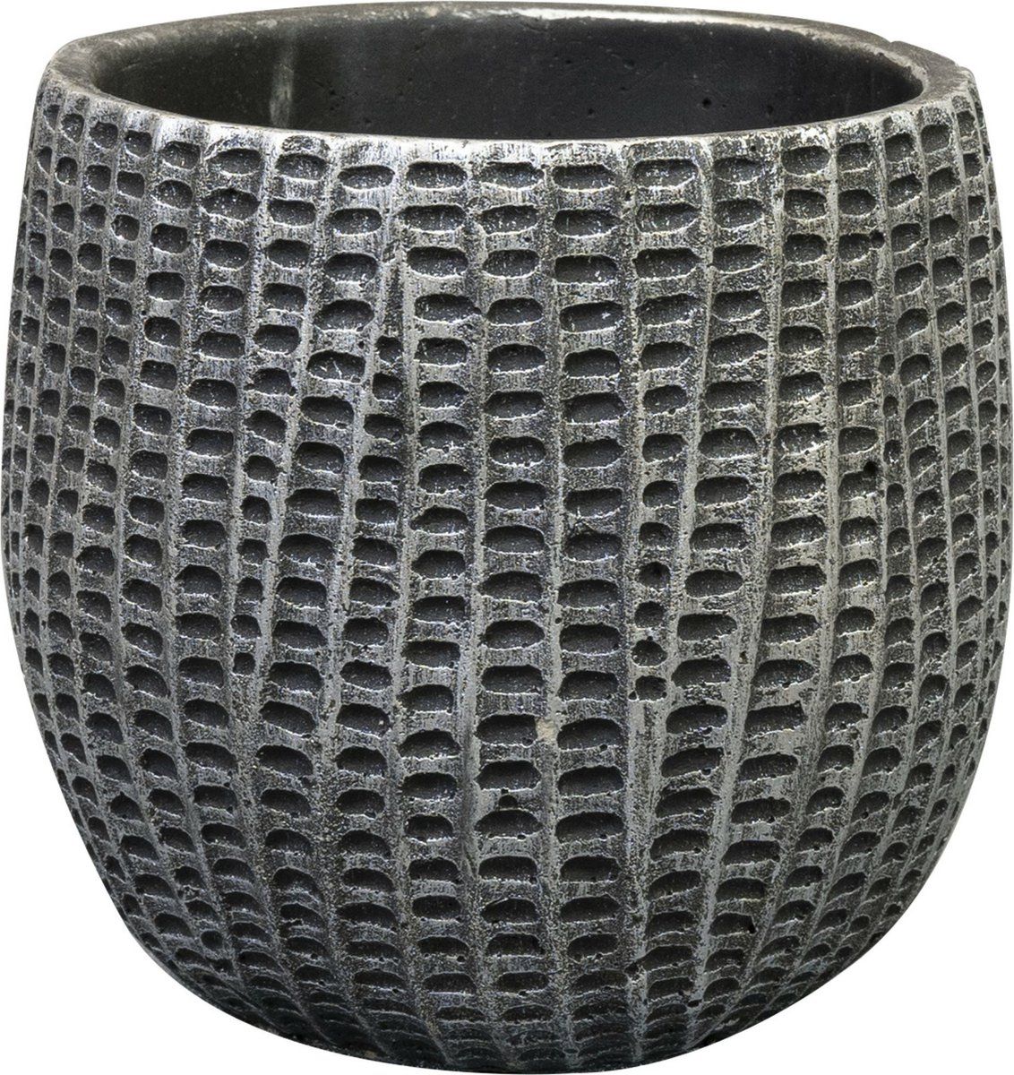 Steege TER Bloempot/plantenpot - binnen - zwart/metaal look - D15/H13 cm - cement