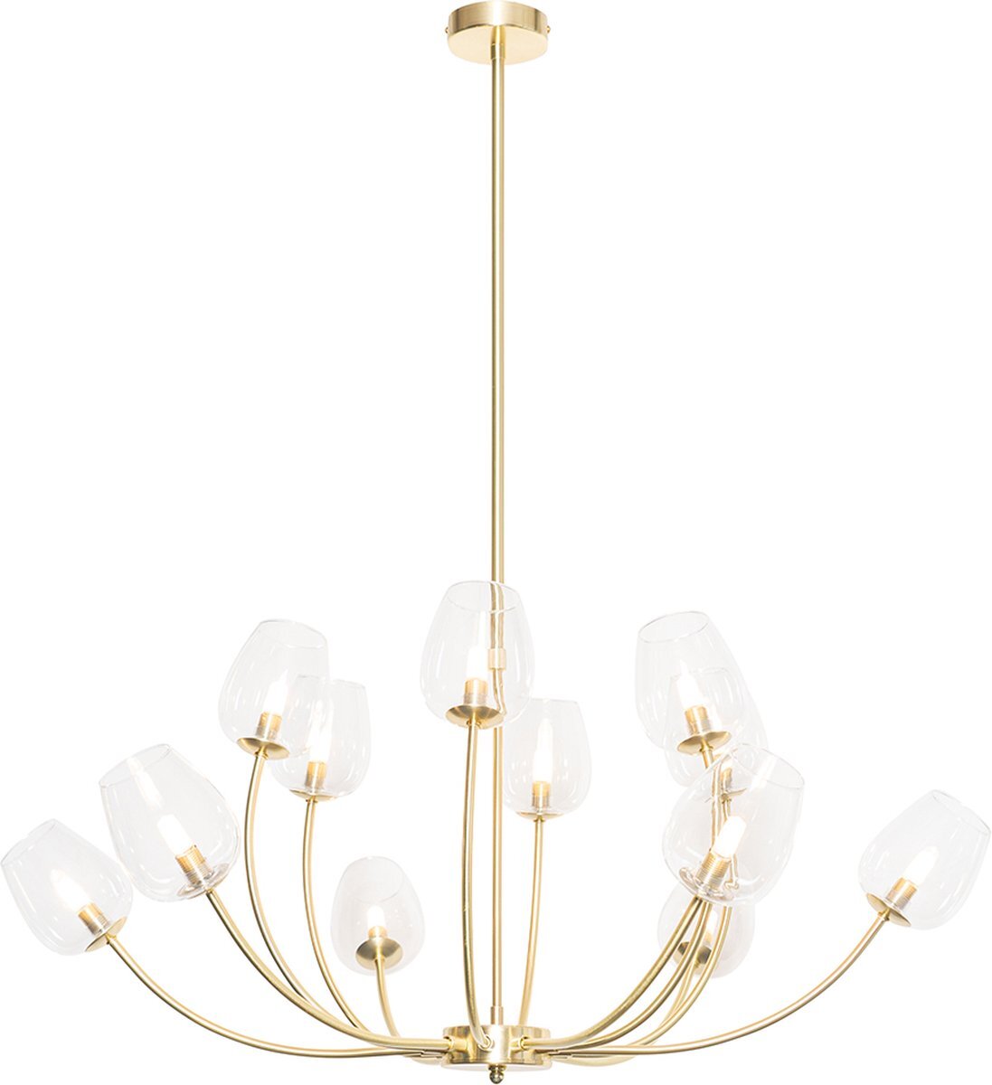 QAZQA elien - Klassieke Hanglamp voor boven de eettafel | in eetkamer - 12 lichts - Ø 86 cm - Goud/messing - Woonkamer | Slaapkamer | Keuken